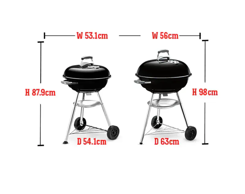 Weber Compact Kettle 47 cm kömürlü mangal, Izgara Alanı: ~1.520 cm² (47 cm çap). Ürün görseli.